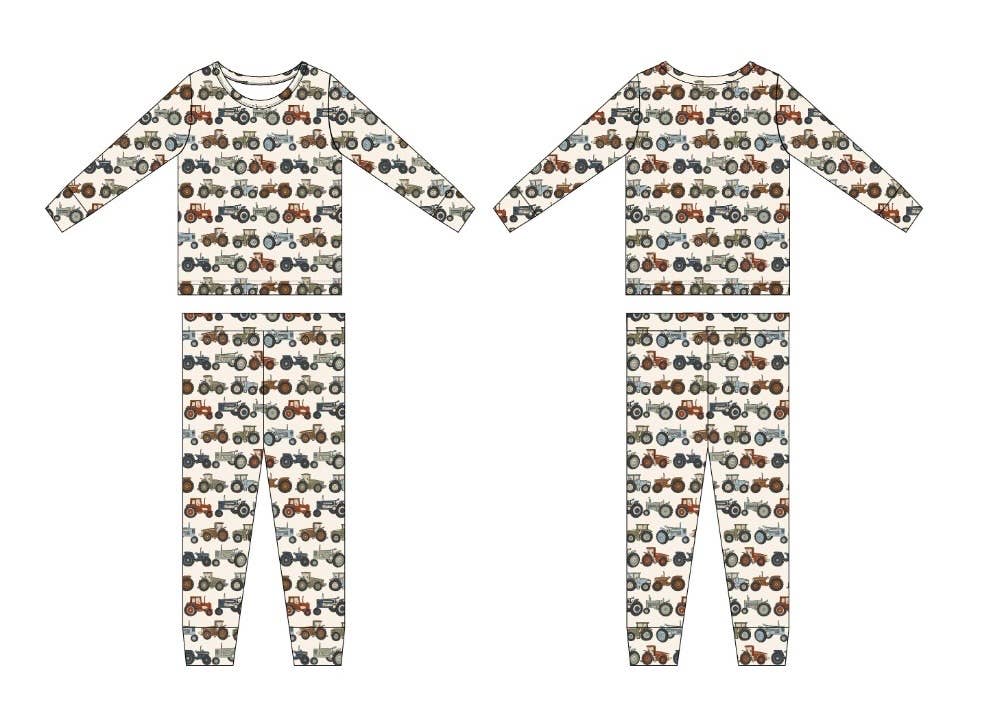 Tractors (Ribbed) | Bamboo Two Piece Pajama Set