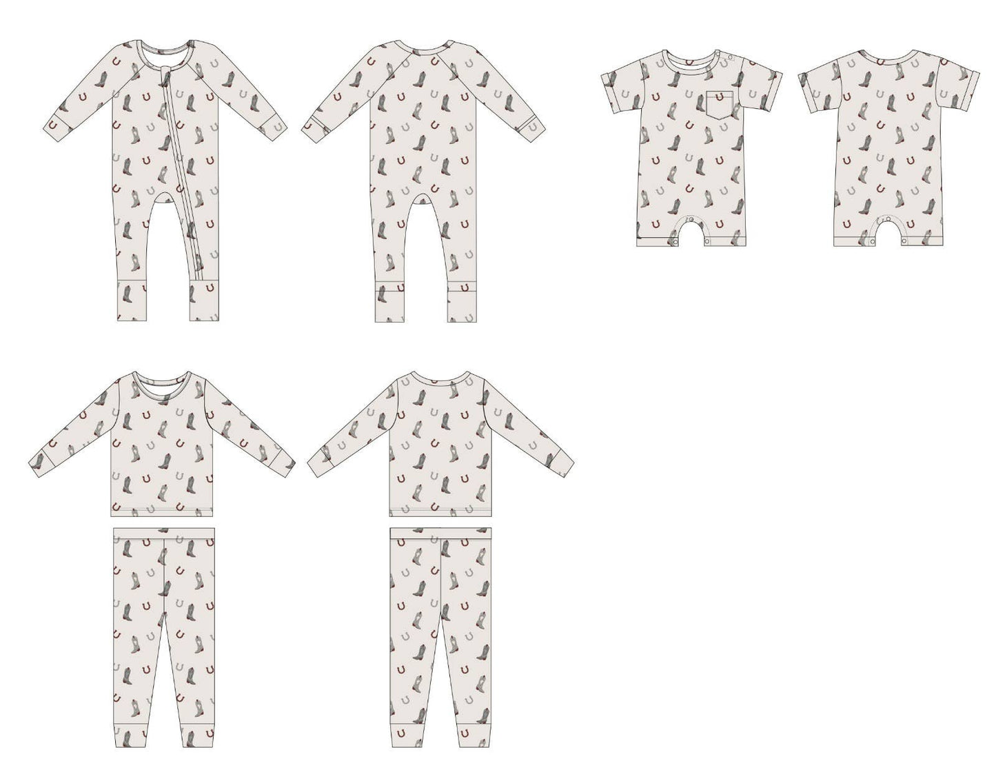 Cowboy Western | Bamboo Zipper Pajamas