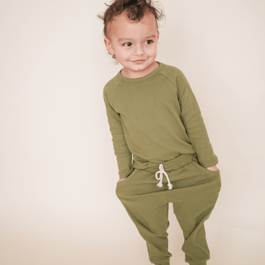Organic Cotton Lounge Set for Babies + Toddlers | Olive