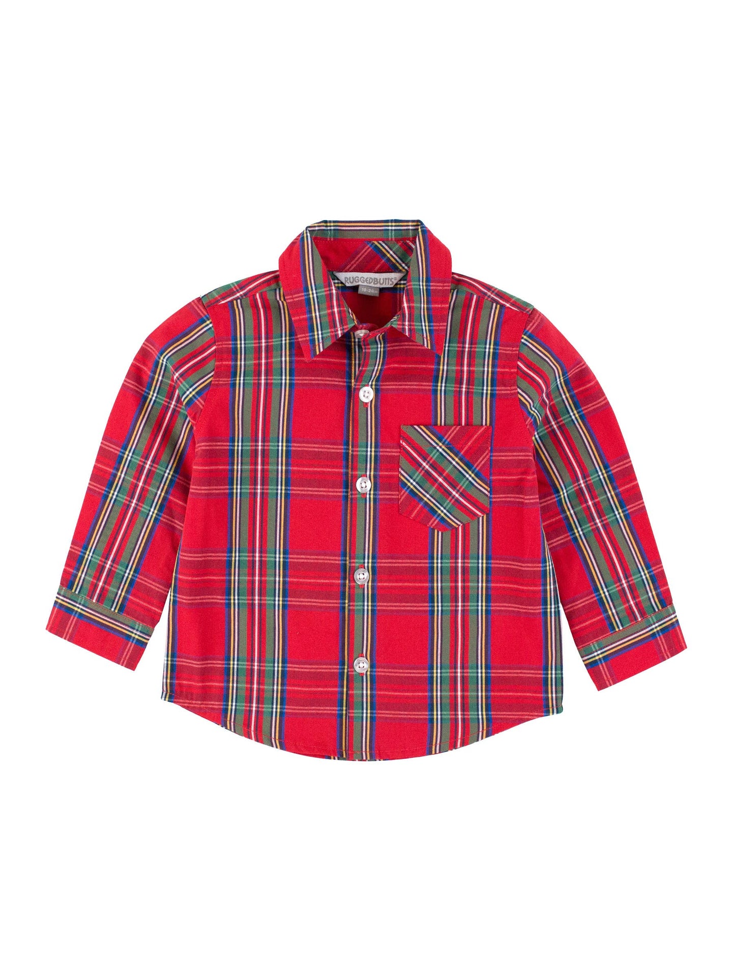 Boys Red Plaid Long Sleeve Button Down Shirt